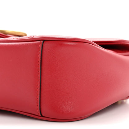 Calfskin Matelasse Small GG Marmont Shoulder Bag Hibiscus Red