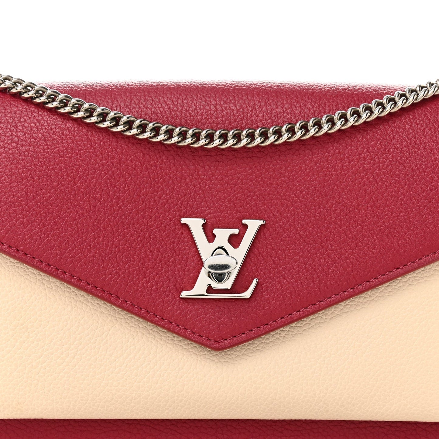 Calfskin My Lockme Chain Pochette Lie De Vin Etain Creme