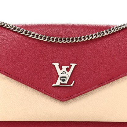 Calfskin My Lockme Chain Pochette Lie De Vin Etain Creme