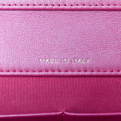 Iridescent Mirror Goatskin Quilted Clutch With Chain Pink