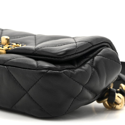 Goatskin Quilted Chanel 19 Waist Bag Black