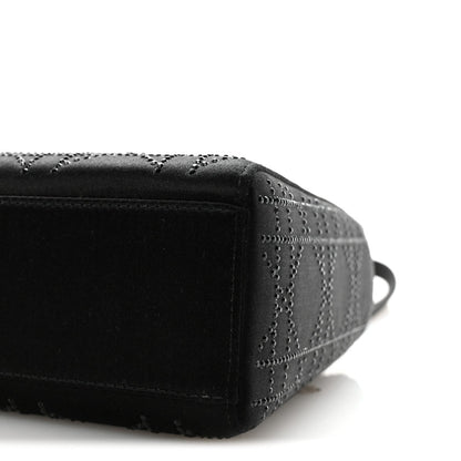 Satin Crystal Cannage Mini Lady Dior Black