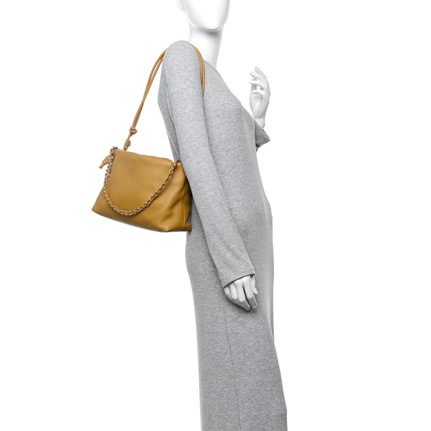 Mellow Nappa Donut Medium Chain Flamenco Knot Clutch Sahara