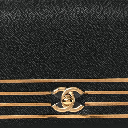 Grained Calfskin Embroidered Captain Gold Belt Bag Black