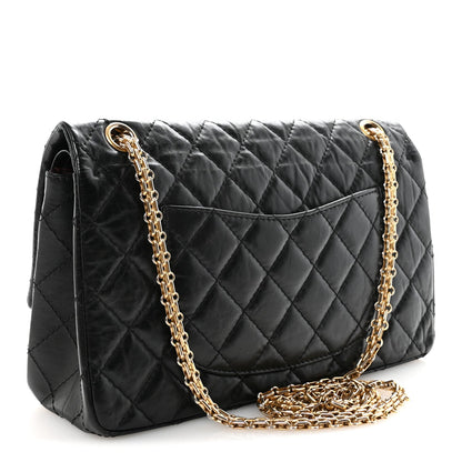 Aged Calfskin Quilted 2.55 Reissue 226 Flap Black