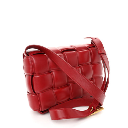 Nappa Maxi Intreccio Padded Cassette Crossbody Bag Dark Red