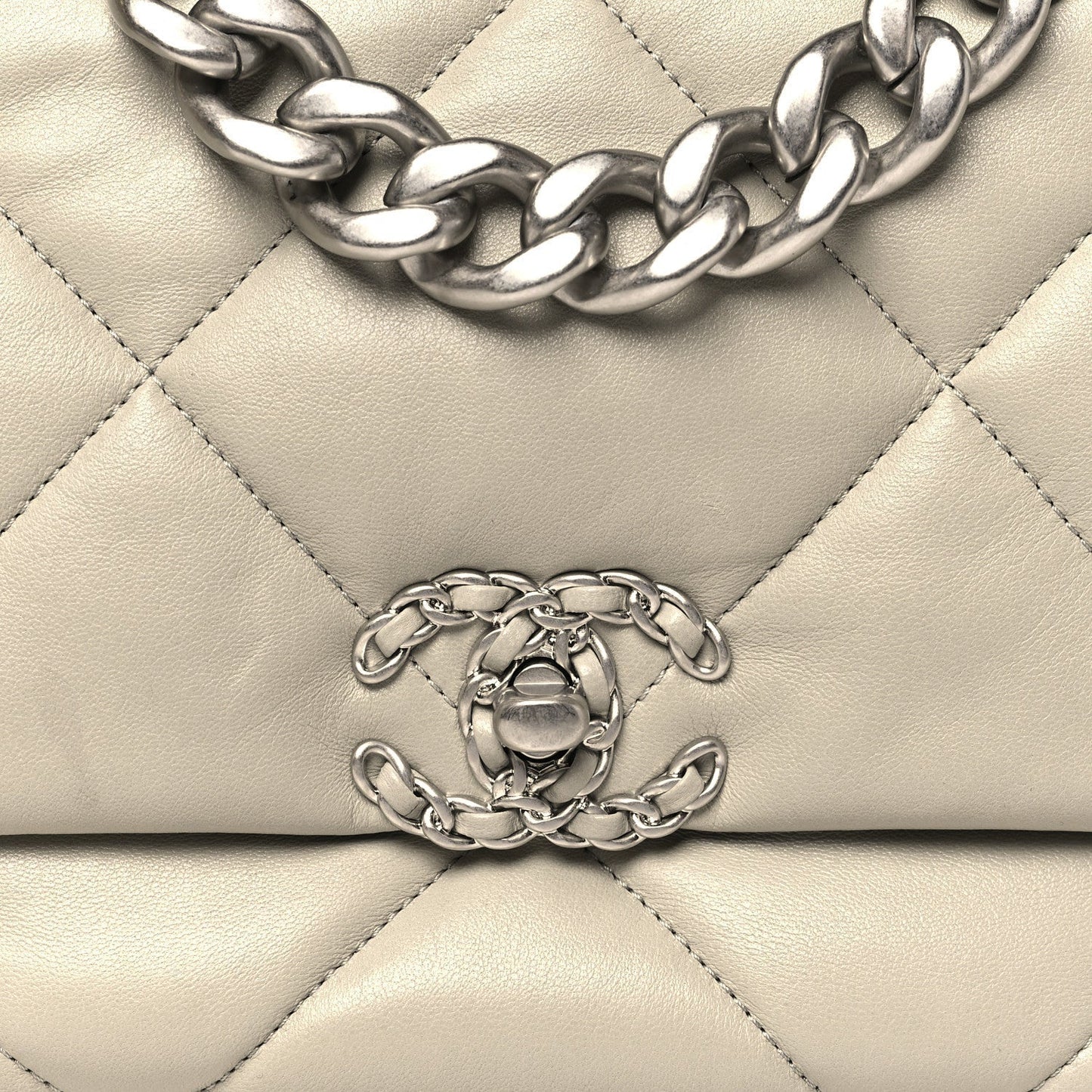 Lambskin Quilted Large Chanel 19 Flap Grey