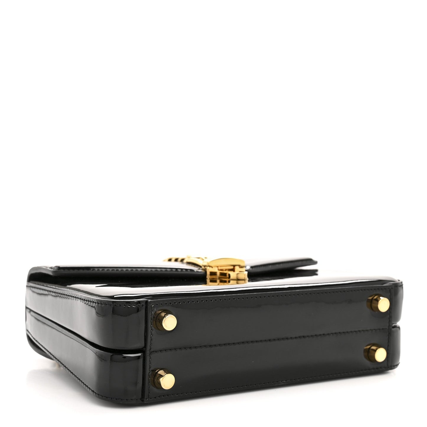 Mousse Top Patent Mini Sylvie 1969 Top Handle Bag Black