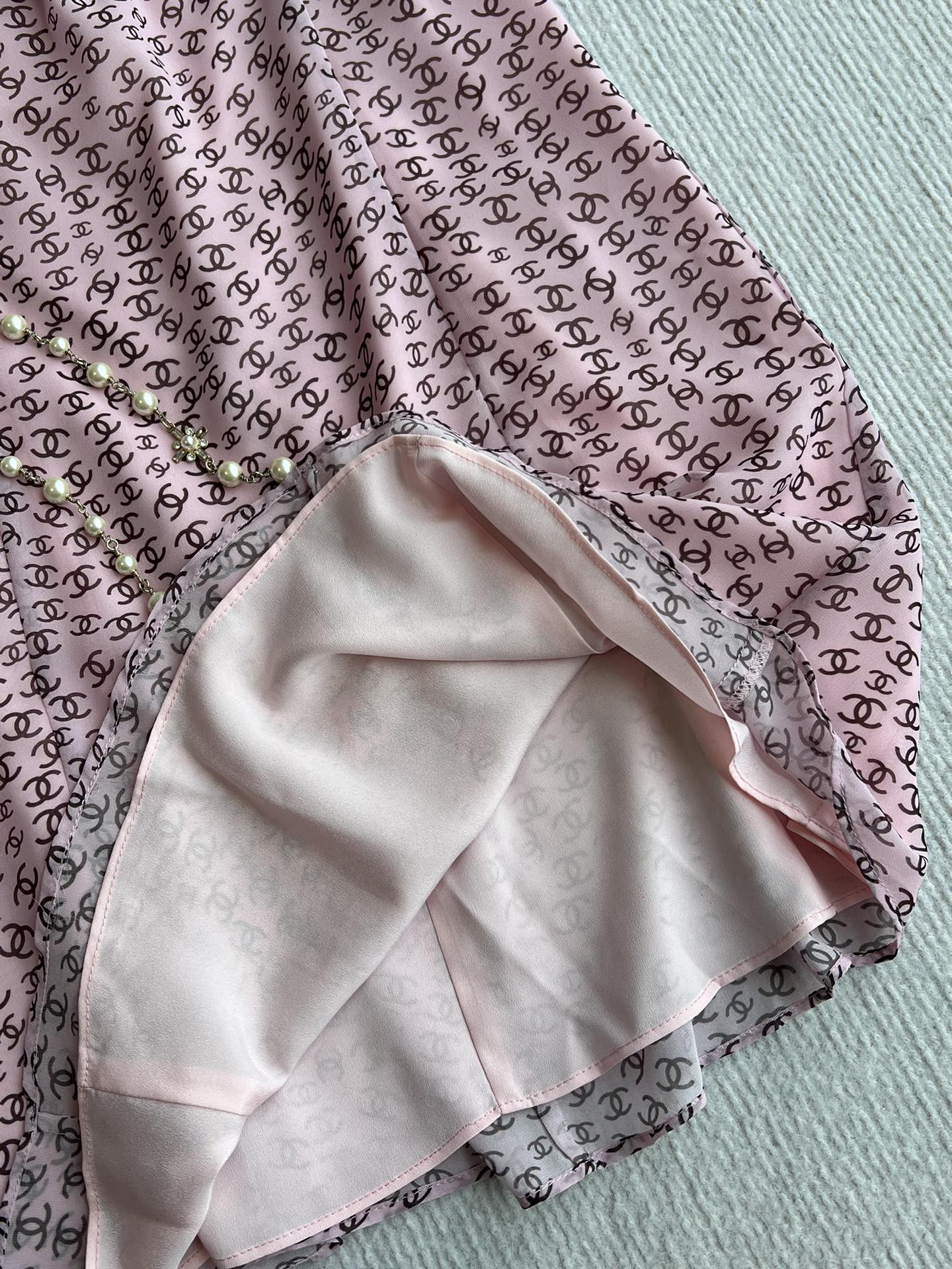 CC Suspender Dress Pink Polyester Linen