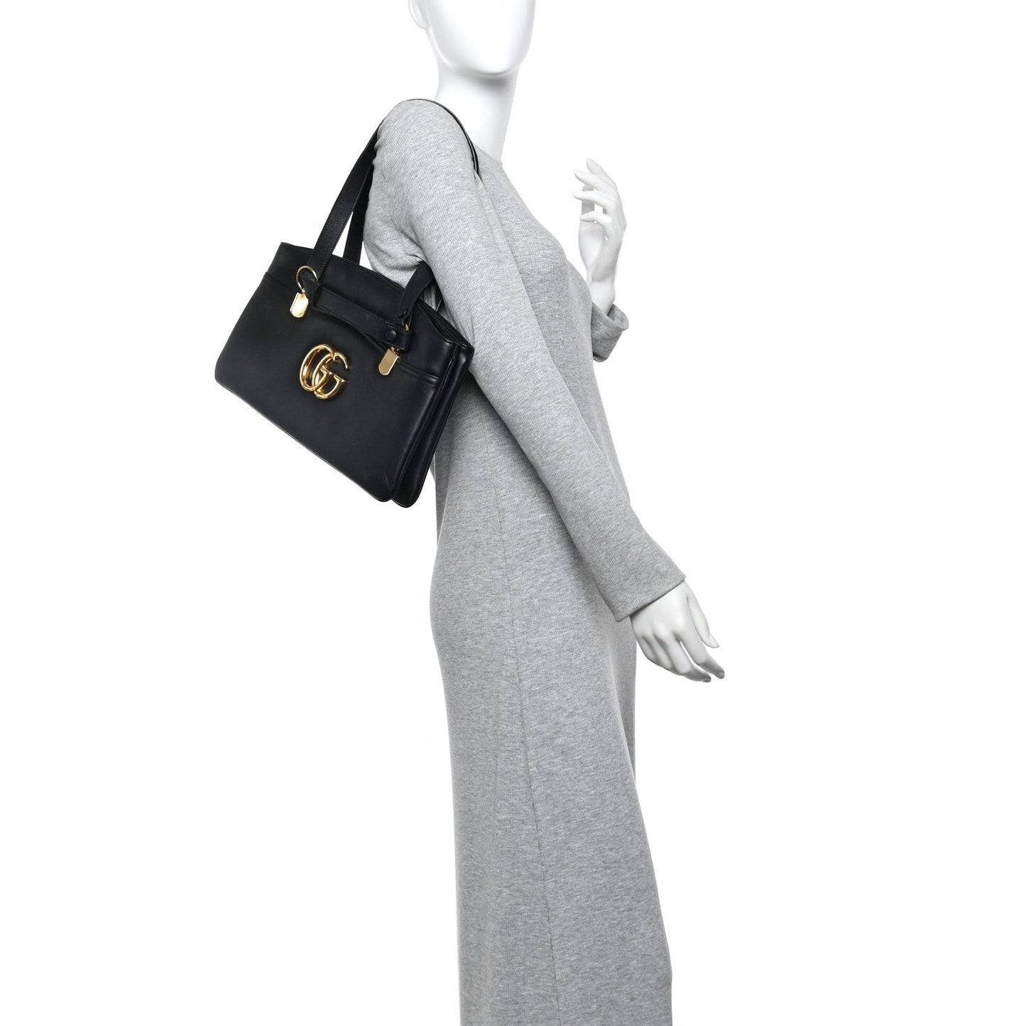 Vitello Palmellato Lux Large Arli Top Handle Bag Black