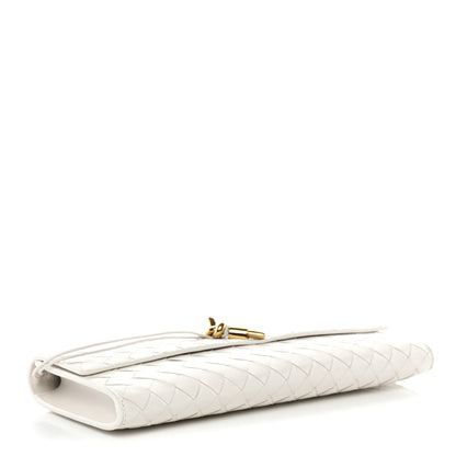 Nappa Intrecciato Long Andiamo Top Handle Clutch White