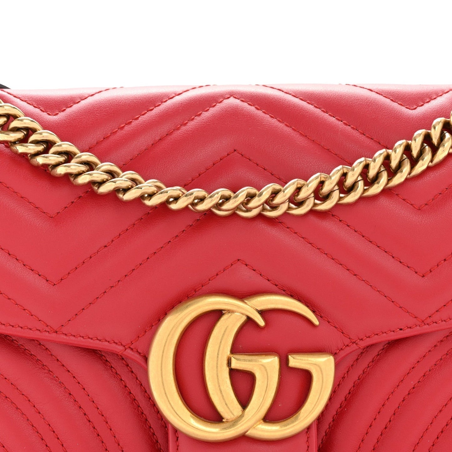 Calfskin Matelasse Small GG Marmont Shoulder Bag Hibiscus Red