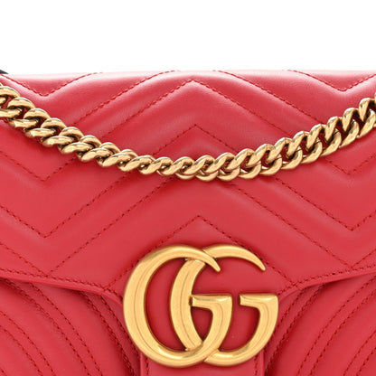 Calfskin Matelasse Small GG Marmont Shoulder Bag Hibiscus Red