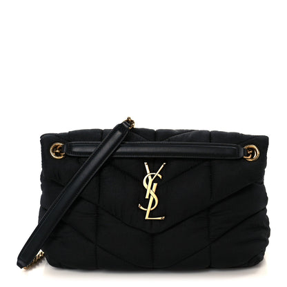 Nylon Quilted Small Loulou Puffer Monogram Chain Satchel Black