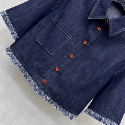 ZIMMERMAN 25S SHORT SLEEVE DENIM SHIRT 264724