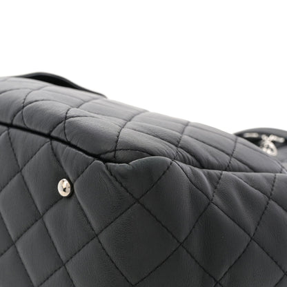 Calfskin Quilted Ultra Pocket Shopping Tote Black