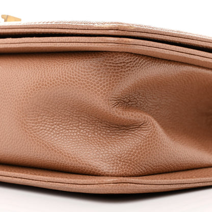 Caviar Chevron Quilted Medium Boy Flap Brown