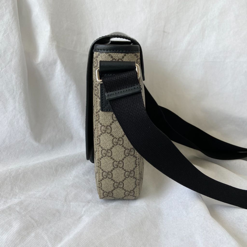 Gucci Buckle Flap Messenger Bag GG Coated Canvas with Leather