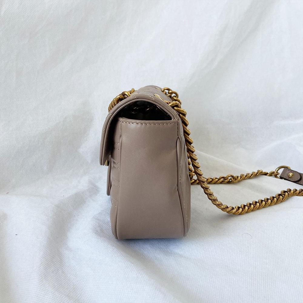 Gucci mini dusty pink GG marmont 2.0 shoulder bag matelasse