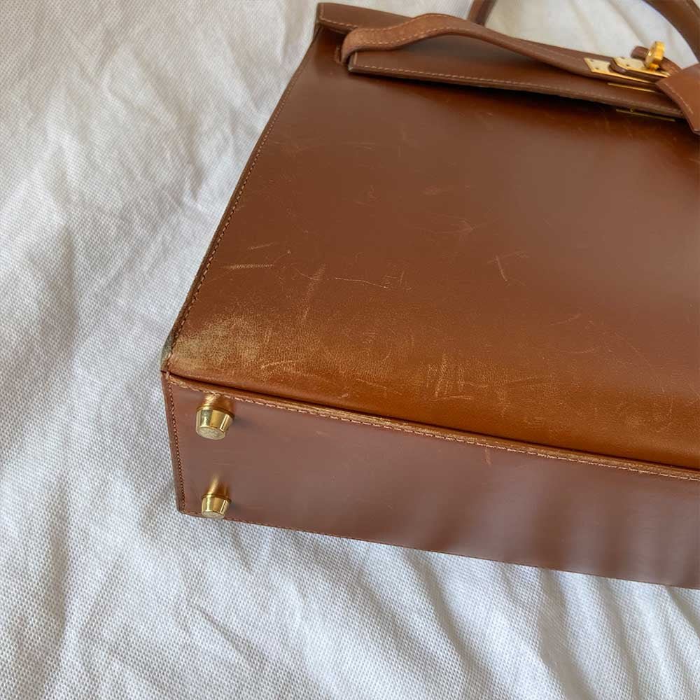Hermes Brique Box Calf Leather Gold Hardware Kelly Sellier 35 Bag
