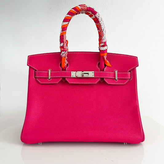 Hermes Rose Tyrien Epsom Leather Birkin 30 Bag