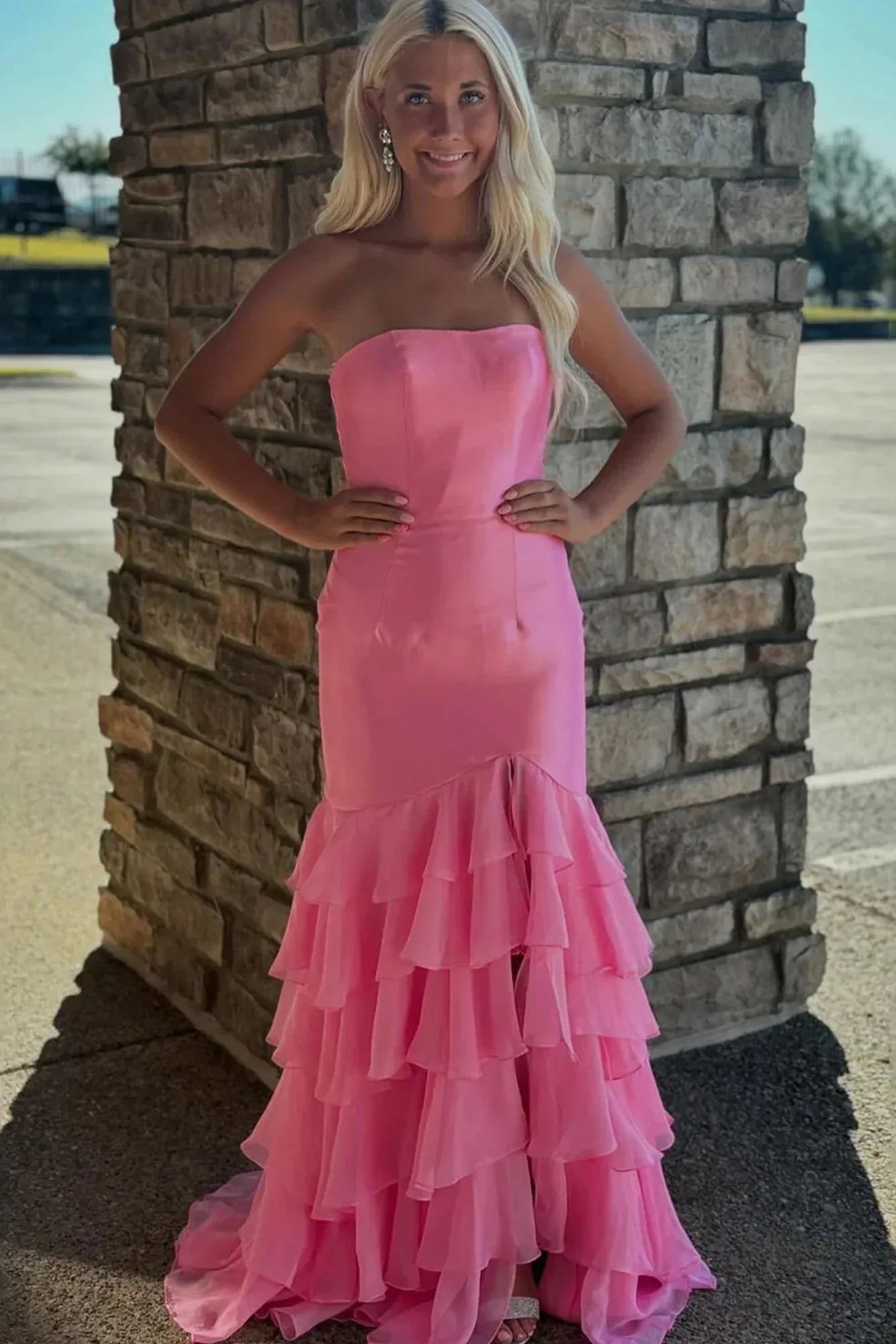 Mermaid Strapless Empire Two Tone Formal Party Dress