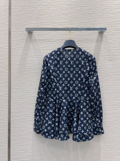 LV 25 Luxurious Advanced Shirt White Blue Polyester