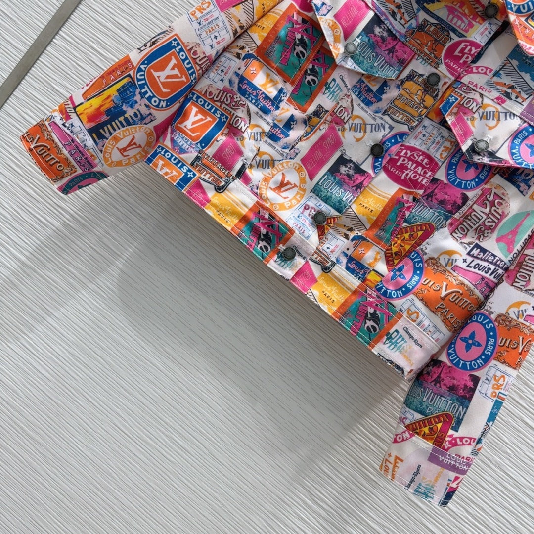 LV 25 Cheerful Pattern Jacket Mulicolor Polyester Cotton