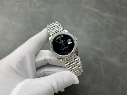 Rolex Day-Date 36mm Silver Black Dial