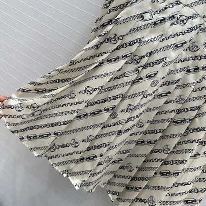 LV 25 Monogram Print Dress Beige Black Polyester