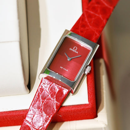 Omega De Ville 26.12mm Silver Red Dial