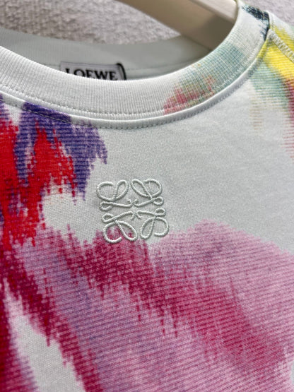 Loewe 25 Floral Ombré Crewneck Short-sleeved T-shirt Cotton Viscose 222659