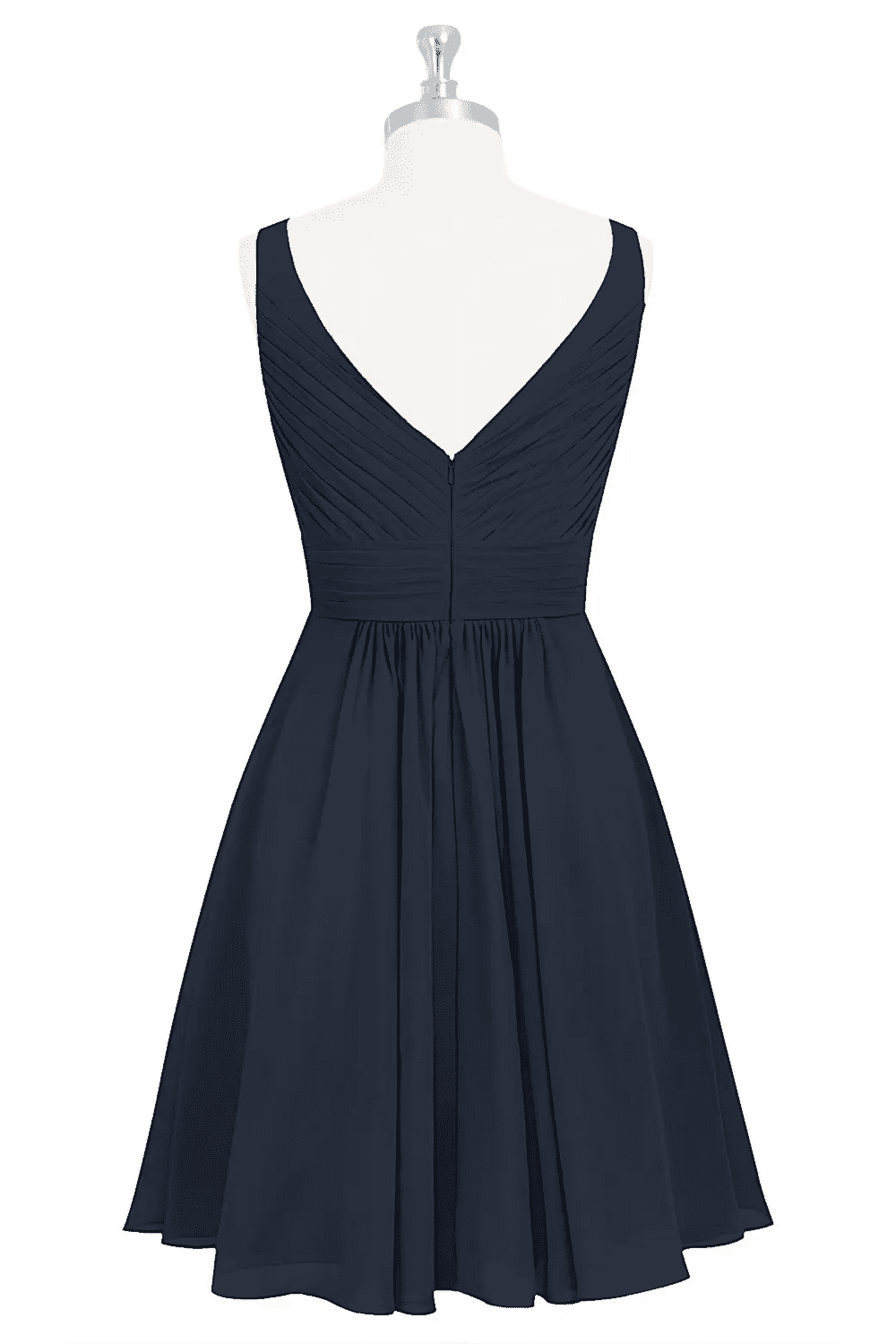 Dark Navy A-line V Neckline Chiffon Knee Length Bridesmaid Dress