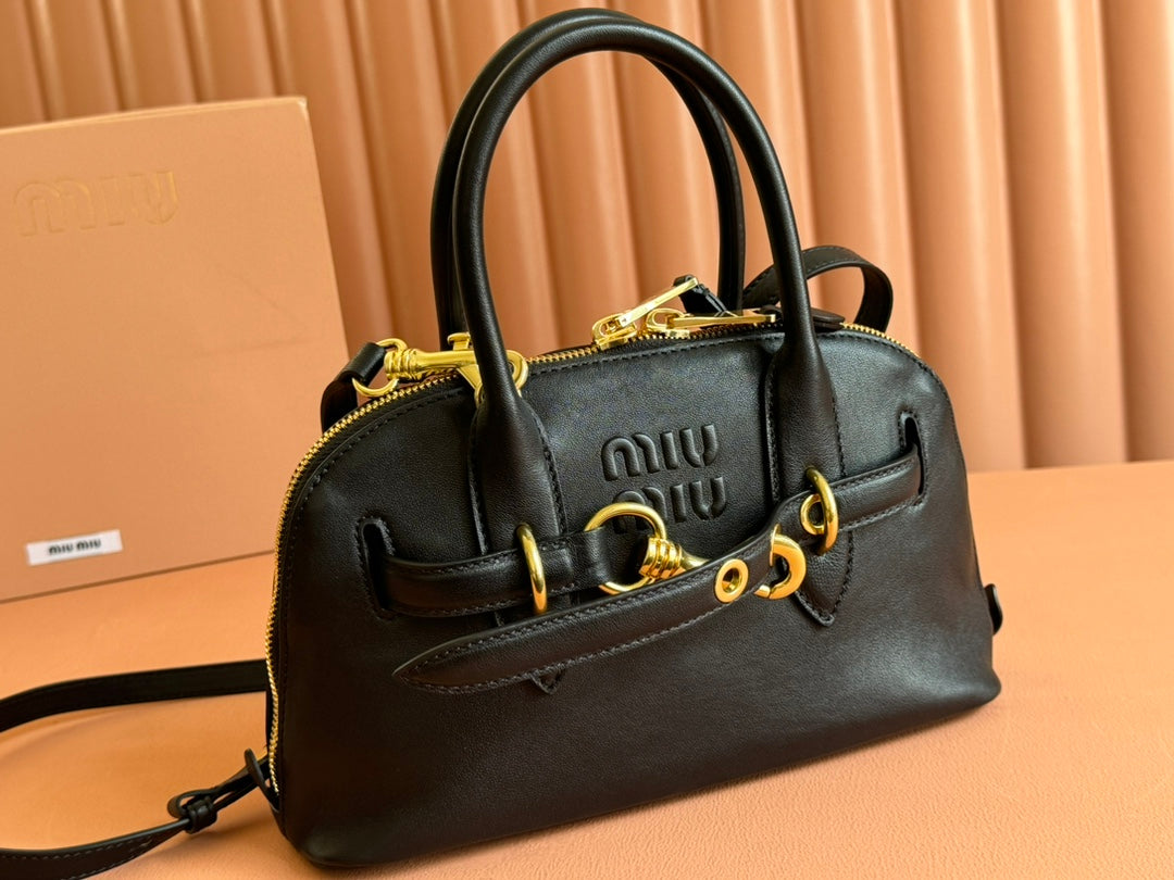 Briarwood Aventure Nappa Leather Top-handle Bag 28cm Black 231056