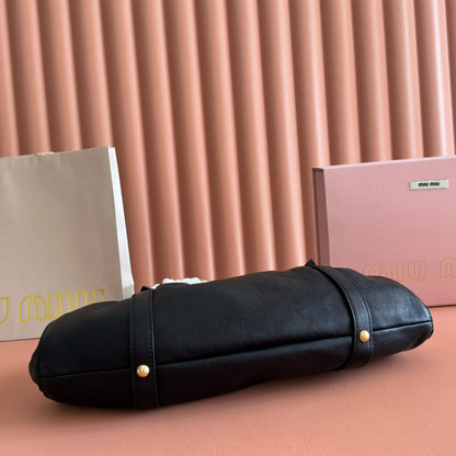 Miu Joie Shoulder Bag Black Nappa Leather