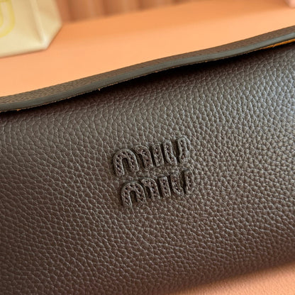 Miu Japan Pop-up Crossbody Bag 18cm Black Cowhide