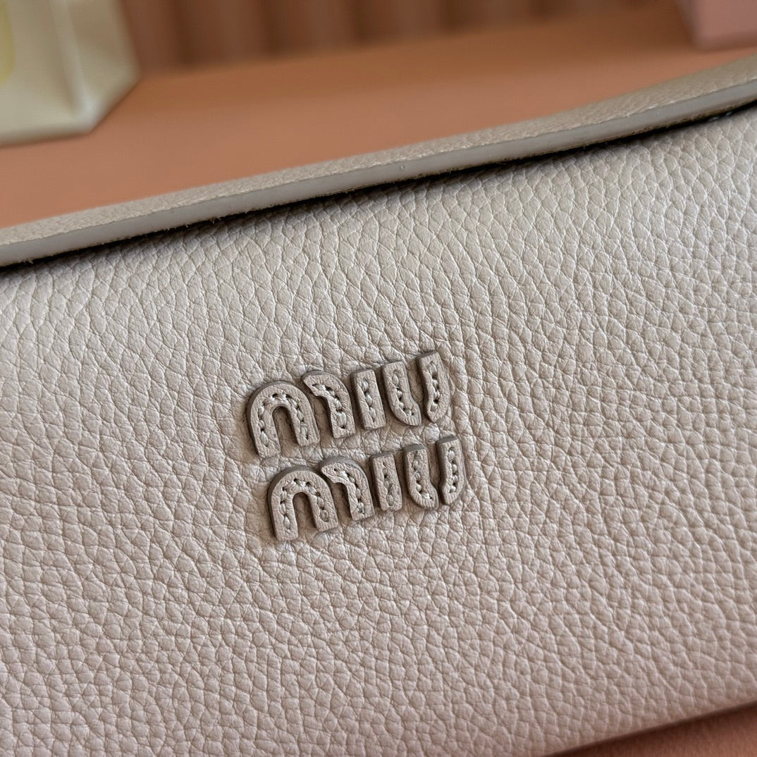 Miu Japan Pop-up Crossbody Bag 18cm Sand Cowhide