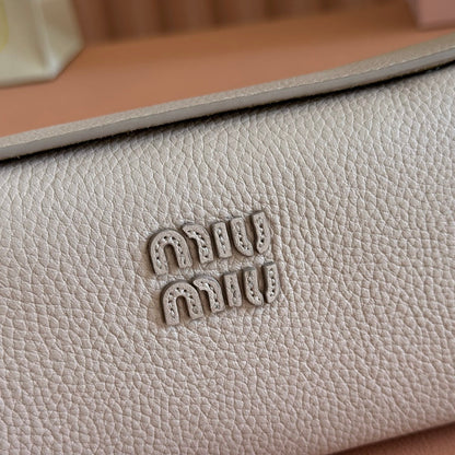Miu Japan Pop-up Crossbody Bag 18cm Sand Cowhide