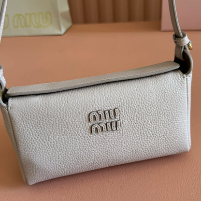 Miu Japan Pop-up Crossbody Bag 18cm Sand Cowhide