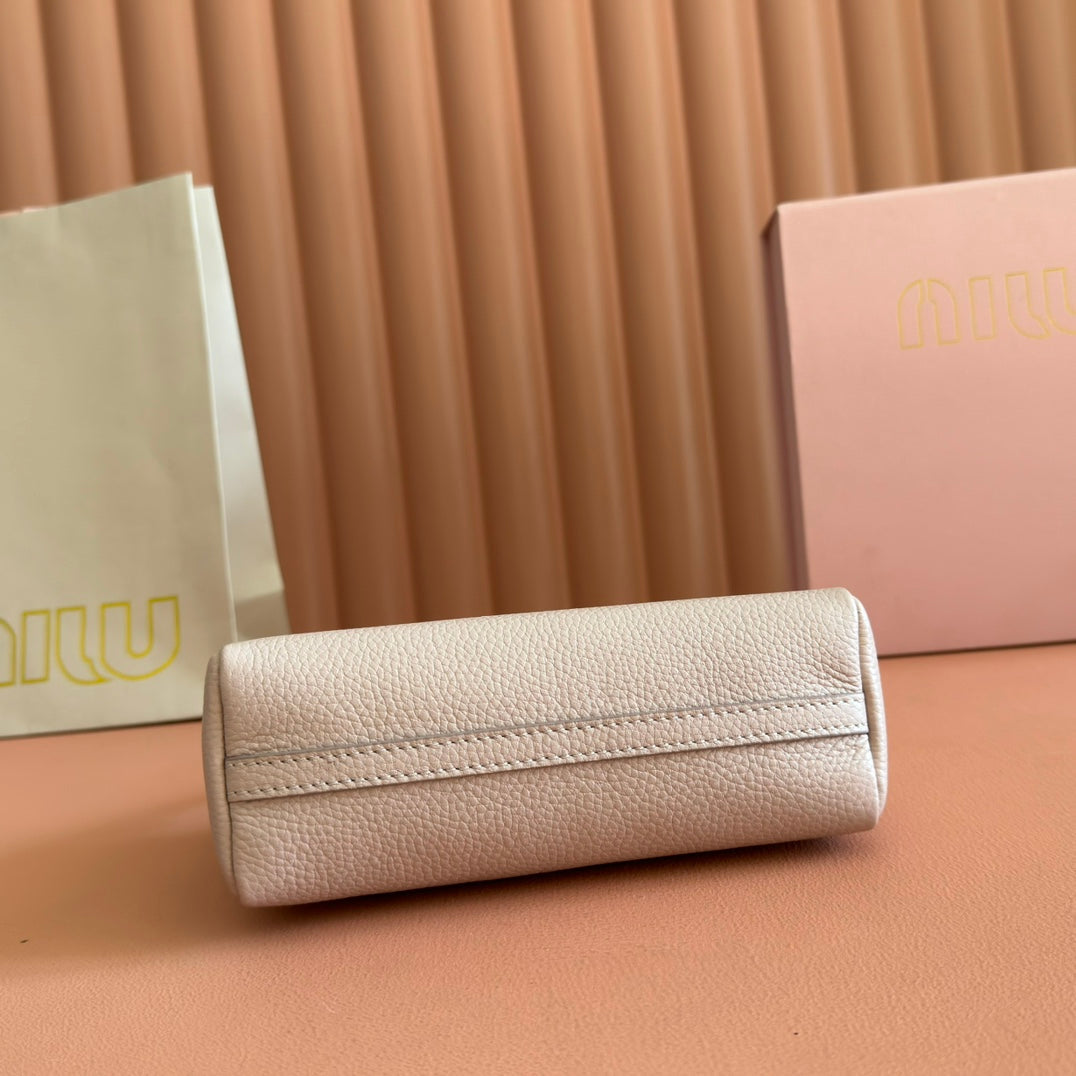 Miu Japan Pop-up Crossbody Bag 18cm Sand Cowhide
