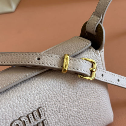 Miu Japan Pop-up Crossbody Bag 18cm Sand Cowhide