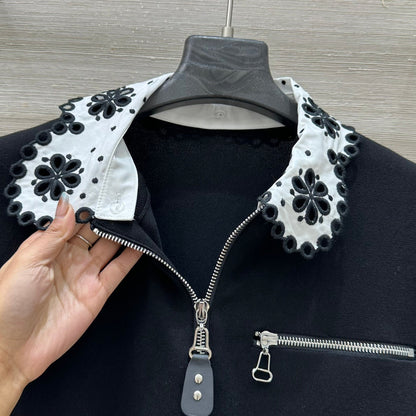 LV 25 Flower T Shirt Black Cotton