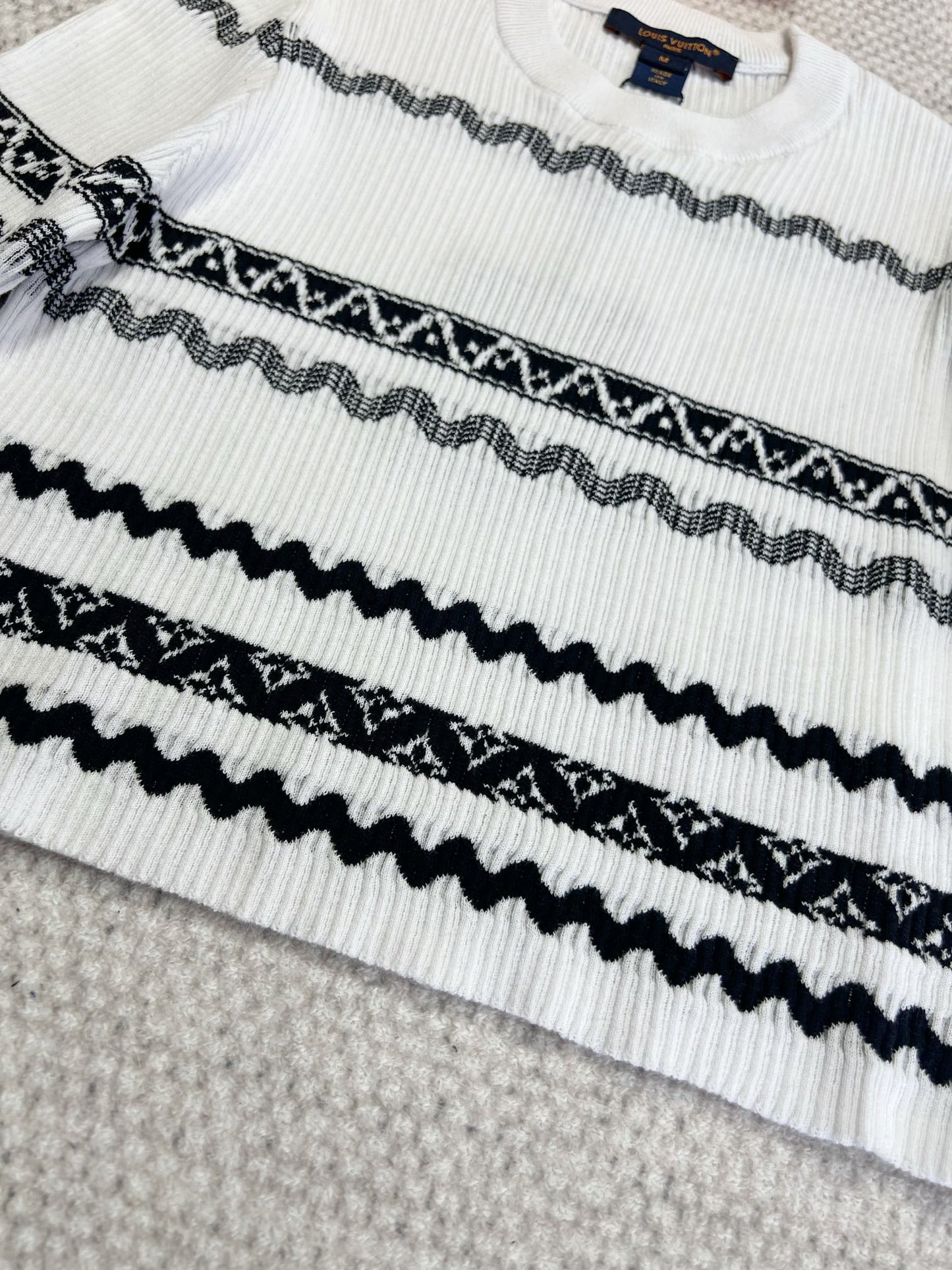 LV 25 Pattern T-shirt White Black Cotton