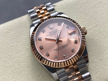 Datejust 31mm Pink Gold Steel Salmon Dial Diamond Numerals