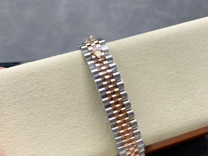 Datejust 31mm Pink Gold Steel Diamond Bezel White Mop Dial