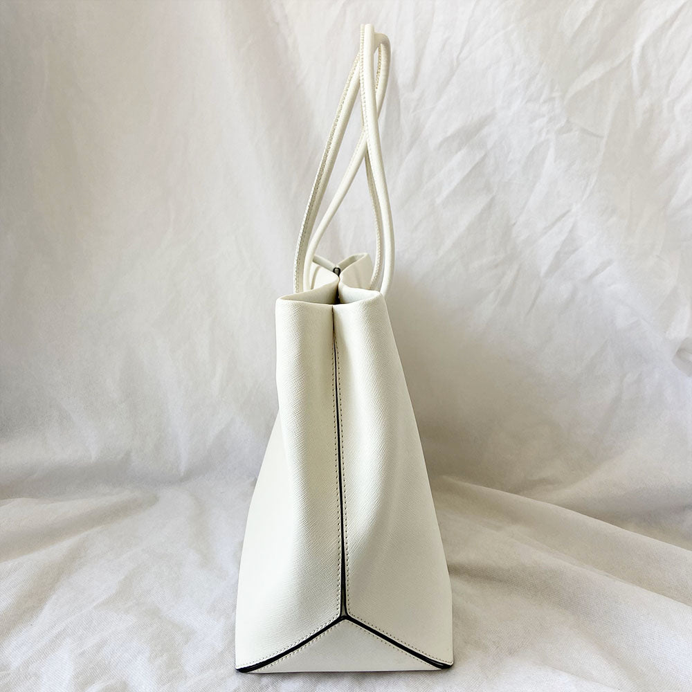 Marc Jacobs White Leather Shopper Tote Bag