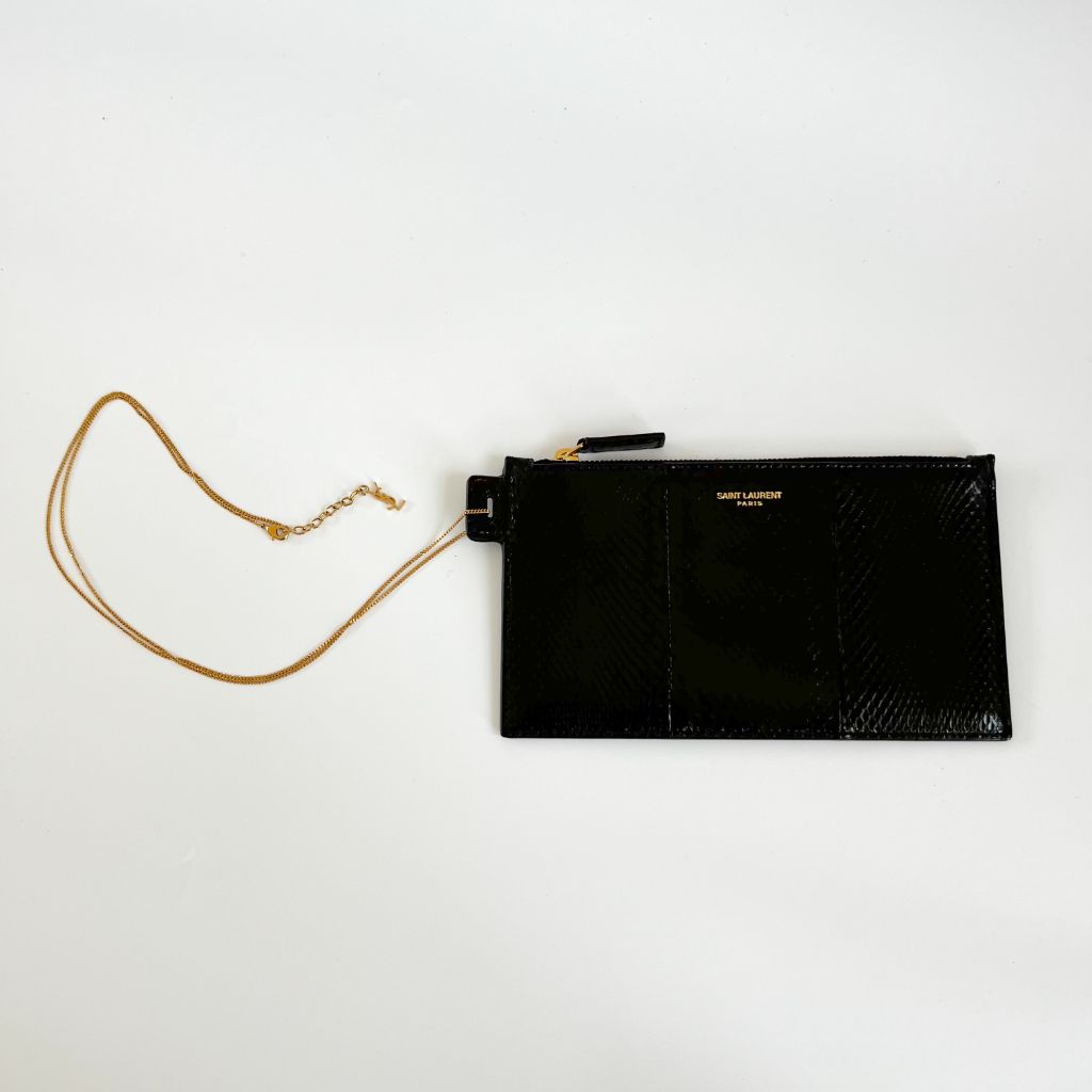 Saint Laurent Black Python Pouch