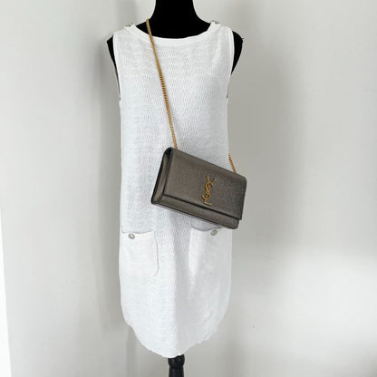Saint Laurent Bronze Textured Leather Medium Kate Bag
